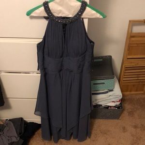 Eliza J bridesmaid dress charcoal gray w/ beading